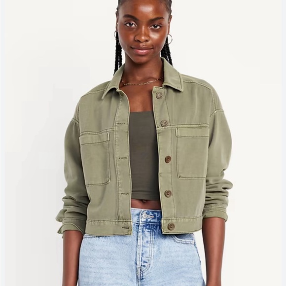 Old Navy Jackets & Blazers - Old Navy Green Crop Utility Jacket